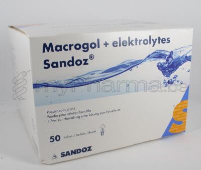 MACROGOL + ELEKTROLYTEN SANDOZ CITROENSMAAK 13,7 G 50 ZAKJES  (geneesmiddel)
